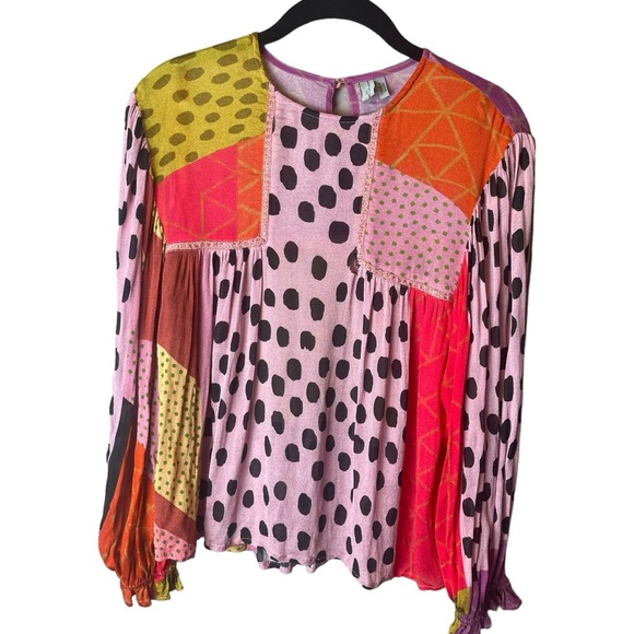 Flawed - Anthropologie Blank London Polka Dot Peasant Blouse - Petite - Picture 5 of 16